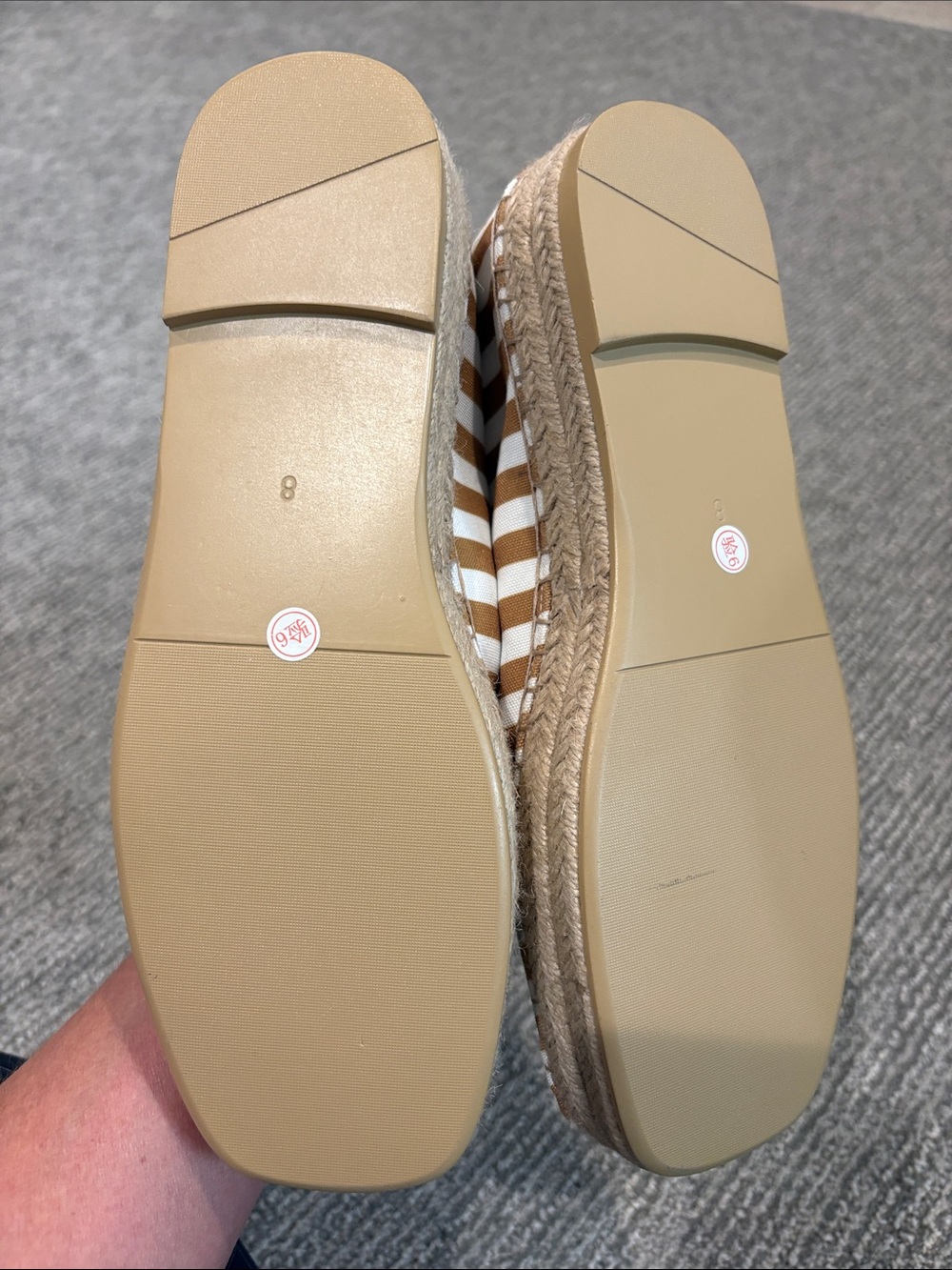 NWOT Striped Mary Jane Espadrille - Tan & White - Picture 3 of 4